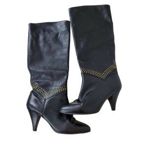 Vintage Raizsa Black Pull-on Studded Boots 6.5B